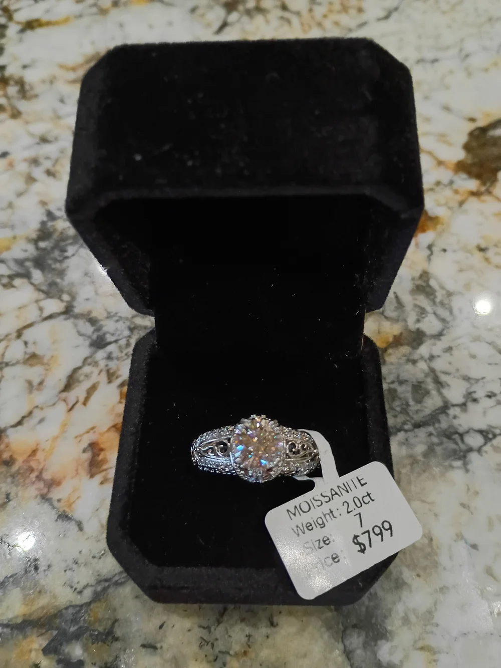 2 CT Moissanite Statement Ring – Size 7 – GRA Report Included NWT